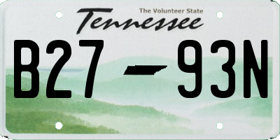 TN license plate B2793N