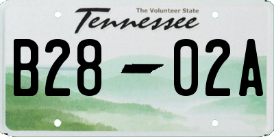 TN license plate B2802A