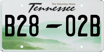 TN license plate B2802B