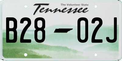 TN license plate B2802J