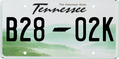 TN license plate B2802K