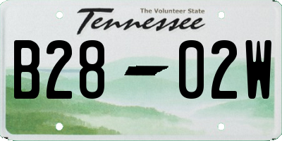 TN license plate B2802W