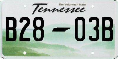 TN license plate B2803B