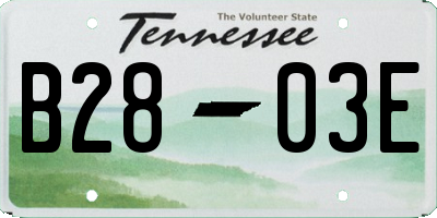 TN license plate B2803E