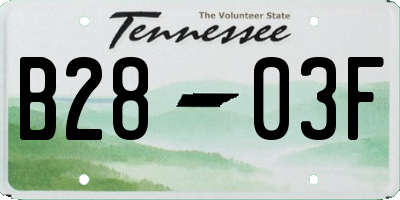 TN license plate B2803F