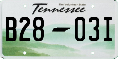 TN license plate B2803I