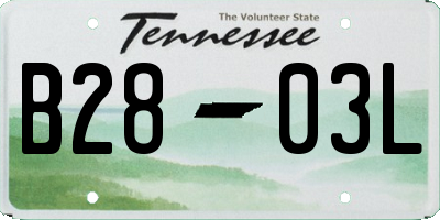 TN license plate B2803L