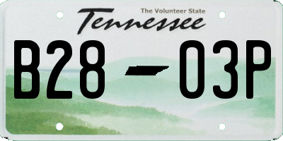 TN license plate B2803P