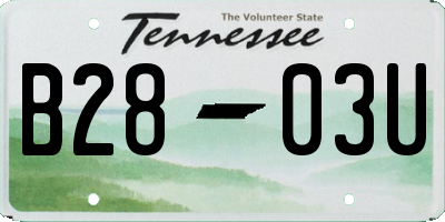 TN license plate B2803U