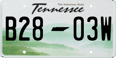 TN license plate B2803W