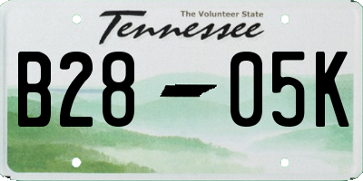TN license plate B2805K