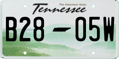 TN license plate B2805W