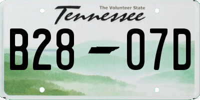 TN license plate B2807D