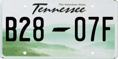 TN license plate B2807F