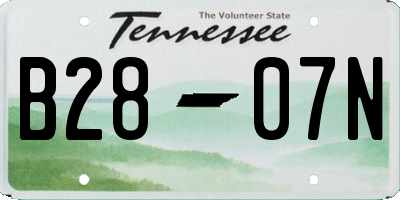 TN license plate B2807N