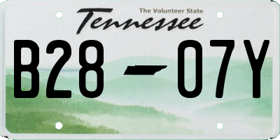 TN license plate B2807Y