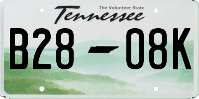 TN license plate B2808K