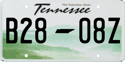 TN license plate B2808Z