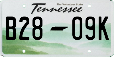 TN license plate B2809K