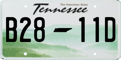 TN license plate B2811D