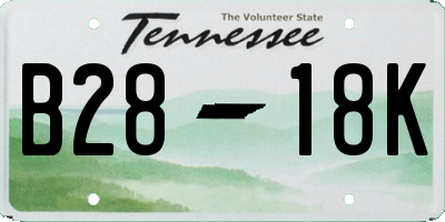 TN license plate B2818K