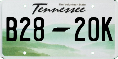 TN license plate B2820K