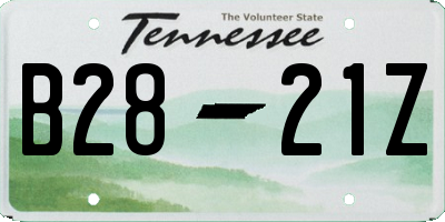 TN license plate B2821Z