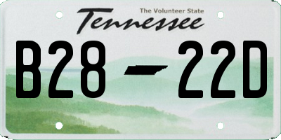 TN license plate B2822D
