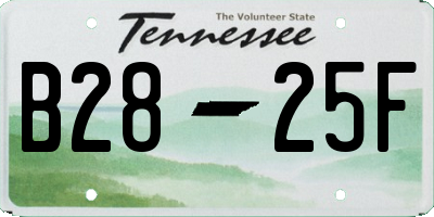 TN license plate B2825F