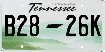 TN license plate B2826K