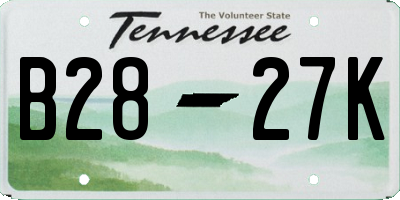 TN license plate B2827K