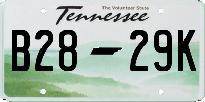 TN license plate B2829K