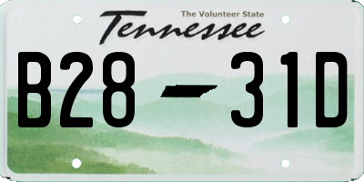 TN license plate B2831D