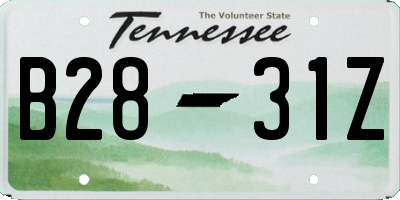 TN license plate B2831Z