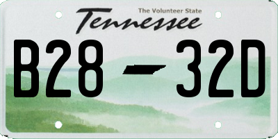 TN license plate B2832D