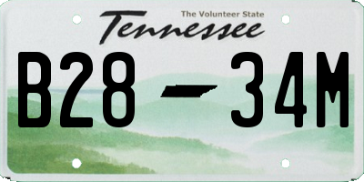 TN license plate B2834M