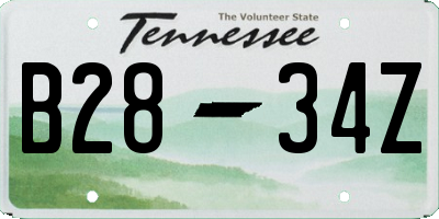 TN license plate B2834Z