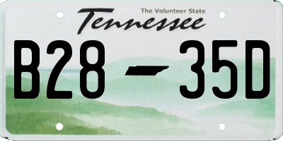 TN license plate B2835D