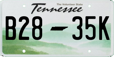 TN license plate B2835K