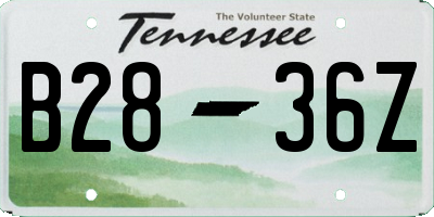 TN license plate B2836Z