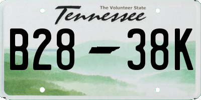 TN license plate B2838K