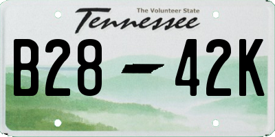 TN license plate B2842K