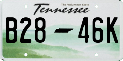 TN license plate B2846K