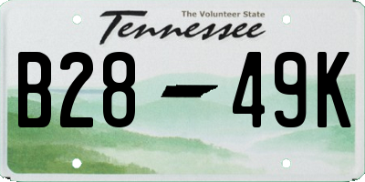TN license plate B2849K