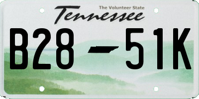 TN license plate B2851K