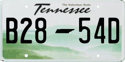 TN license plate B2854D