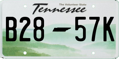 TN license plate B2857K
