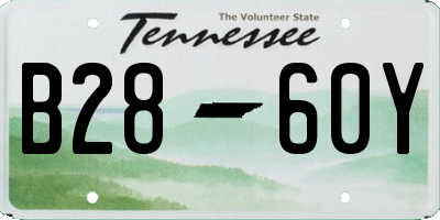 TN license plate B2860Y