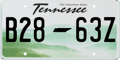 TN license plate B2863Z