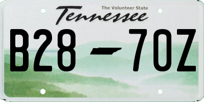 TN license plate B2870Z